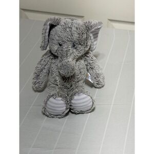 Ebba Aurora World Grey Elephant Plush Stuffed Animal Purple Striped Ears 13.5"